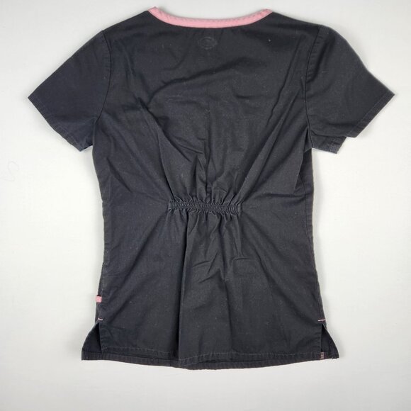 NurseDickies Missy Fit Scrubs Top XS - Black & Pink Soft Comfort 3-Pocket Design - Picture 2 of 9